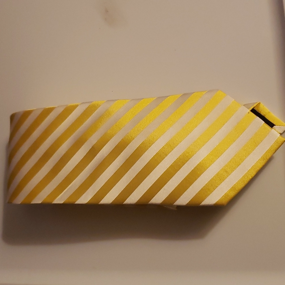Tie Bar gold and white striped necktie